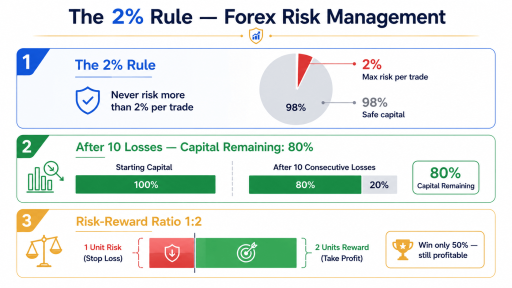 Forex risk management for Iranian traders — 2% rule, stop loss placement and risk reward ratio