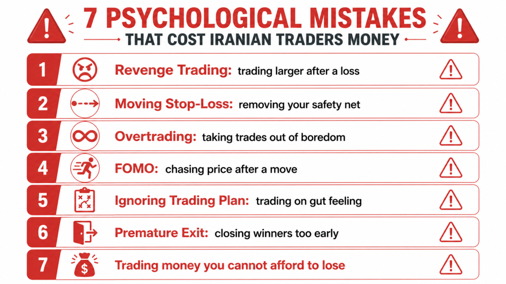 Trading psychology for Iranian forex traders — 7 emotional mistakes that cause account losses